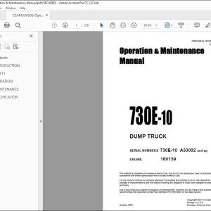 Komatsu 730E-10 Dump Truck Operation & Maintenance Manual CEAM034506 - PDF DOWNLOAD