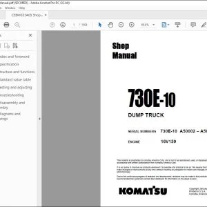 Komatsu 730E-10 Dump Truck Shop Manual CEBM033405 - PDF DOWNLOAD
