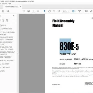 Komatsu 830E-5 Dump Truck Field Assembly Manual CEAW008922 - PDF DOWNLOAD