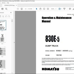 Komatsu 830E-5 Dump Truck Operation & Maintenance Manual CEAM032209 - PDF DOWNLOAD