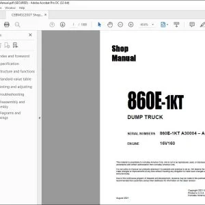 Komatsu 860E-1KT DUMP TRUCK Shop Manual CEBM022007 - PDF DOWNLOAD