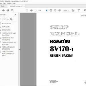 Komatsu 8V170-1 Series Engine Shop Manual SEBE61700104 - PDF DOWNLOAD