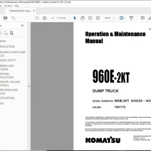 Komatsu 960E-2KT Dump Truck Operation & Maintenance Manual CEAM028204 - PDF DOWNLOAD