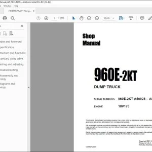 Komatsu 960E-2KT Dump Truck Shop Manual CEBM028401 - PDF DOWNLOAD