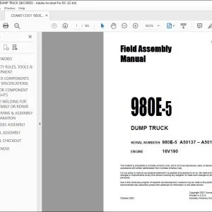 Komatsu 980E-5 Dump Truck Field Assembly Manual CEAW013301 - PDF DOWNLOAD