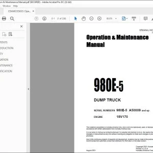 Komatsu 980E-5 Dump Truck Operation & Maintenance Manual CEAM035603 - PDF DOWNLOAD