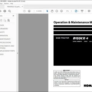 Komatsu D155CX-8 Base Tractor Operation & Maintenance Manual TEN00922-02 - PDF DOWNLOAD