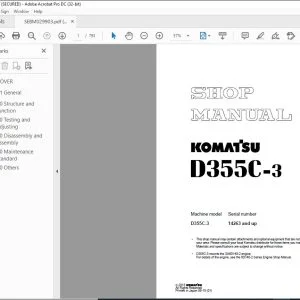 Komatsu D355C-3 Pipelayer Shop Manual SEBM029903 - PDF DOWNLOAD