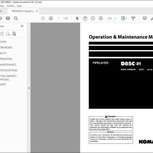 Komatsu D85C-21 Pipe Layer Operation & Maintenance Manual PEN00333-00 - PDF DOWNLOAD
