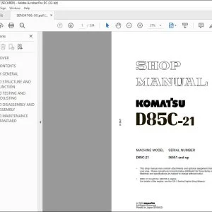 Komatsu D85C-21 Pipe Layer Shop Manual SEN04766-00 - PDF DOWNLOAD