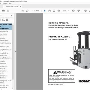 Komatsu Electric Forklift FR15K-3 FR18K-3 FR23K-3 Shop Manual SM151 - PDF DOWNLOAD