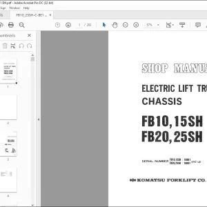 Komatsu FB10 FB15SH FB20 FB25SH Electric Lift Trucks Chassis Shop Manual - PDF DOWNLOAD