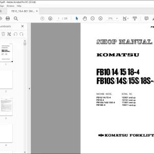 Komatsu FB10/14/15/18-4 FB10S/14S/15S/18S-4 Forklift Truck Shop Manual - PDF DOWNLOAD