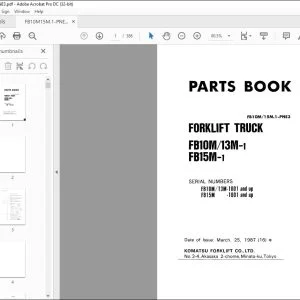 Komatsu FB10M-1 FB13M-1 FB15M-1 ForkLift Truck Parts Manual - PDF DOWNLOAD