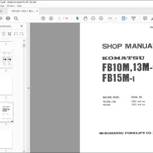 Komatsu FB10M-1 FB13M-1 FB15M-1 Forklift Truck Shop Manual FB10M-15M.1-BE1 - PDF DOWNLOAD
