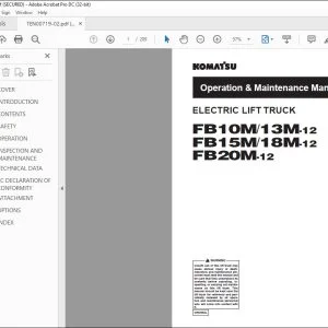 Komatsu FB10M-12 FB13M-12 FB15M-12 FB18M-12 FB20M-12 Electric Lift Truck Operation & Maintenance Manual TEN00719-02 - PDF DOWNLOAD