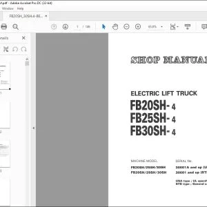 Komatsu FB20SH-4 FB25SH-4 FB30SH-4 Electric Lift Truck Shop Manual - PDF DOWNLOAD