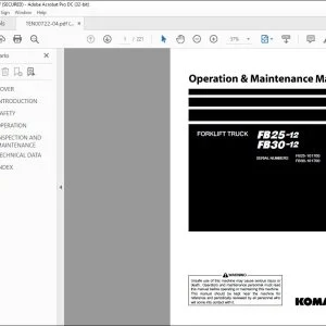 Komatsu FB25-12 FB30-12 ForkLift Truck Operation & Maintenance Manual TEN00722-04 - PDF DOWNLOAD