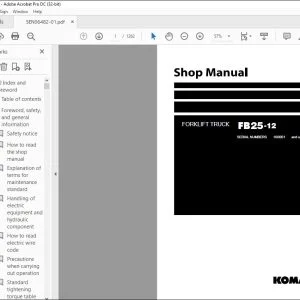 Komatsu FB25-12 ForkLift Truck Shop Manual SEN06482-01 - PDF DOWNLOAD