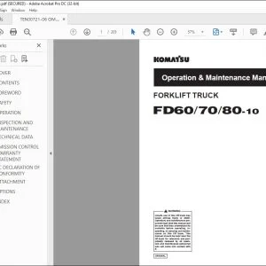 Komatsu FD60 70 80-10 Forklift Truck Operation & Maintenance Manual TEN00721-06 - PDF DOWNLOAD