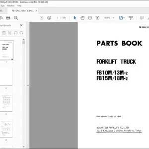 Komatsu Forklift FB10M-2 FB13M-2 FB15M-2 FB18M-2 Forklift Truck Parts Book Manual FB10M_18M-2-PNE2 - PDF DOWNLOAD