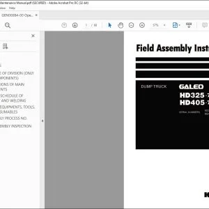 Komatsu GALEO HD325-7R HD405-7R Dump Truck Field Assembly Instruction Manual GEN00084-00 - PDF DOWNLOAD