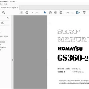 Komatsu GS360-2 Road Machines Shop Manual SEBM02620201 - PDF DOWNLOAD