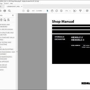 Komatsu HB365LC-3 HB365NLC-3 Hydraulic Excavator Shop Manual UENBM00451 - PDF DOWNLOAD