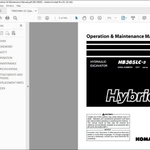 Komatsu HB365LC-3 Hybrid Hydraulic Excavator Operation & Maintenance Manual TEN00980-02 - DOWNLOAD