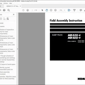 Komatsu HD325-8 HD405-8 Dump Truck Field Assembly Instruction Manual GEN00151-07 - PDF DOWNLOAD
