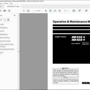 Komatsu HD325-8 HD405-8 Dump Truck Operation & Maintenance Manual TEN00946-03 - PDF DOWNLOAD