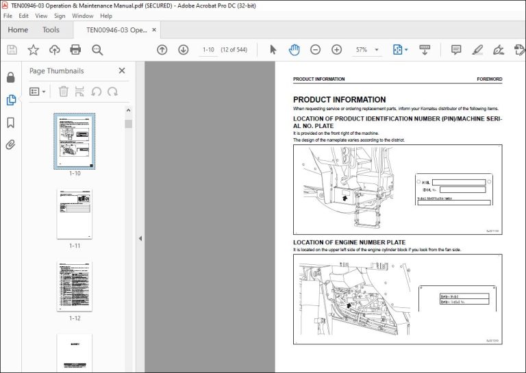 Komatsu HD325-8 HD405-8 Dump Truck Operation & Maintenance Manual ...