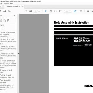 Komatsu HD325-8E0 HD405-8E0 Dump Truck Field Assembly Instruction Manual GEN00189-04 - PDF DOWNLOAD