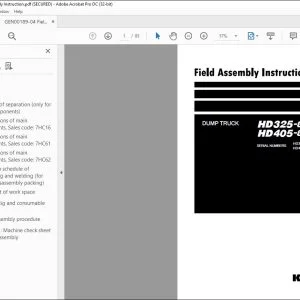 Komatsu HD325-8E0 HD405-8E0 Dump Truck Field Assembly Instruction Manual GEN00189-04 - PDF DOWNLOAD