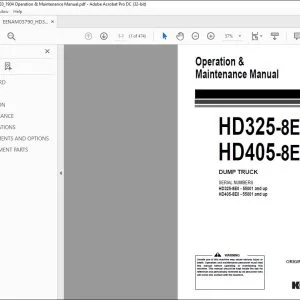 Komatsu HD325-8E0 HD405-8E0 Dump Truck Operation & Maintenance Manual EENAM03790 - PDF DOWNLOAD