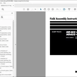 Komatsu HD465-8 HD605-8 Dump Truck Field Assembly Instruction Manual GEN00153-07 - PDF DOWNLOAD