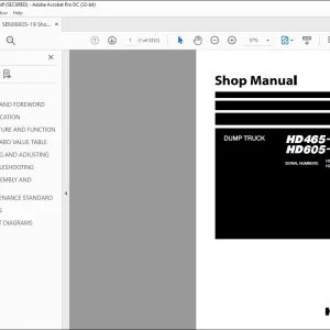 Komatsu HD465-8 HD605-8 Dump Truck Shop Manual SEN06605-19 - PDF DOWNLOAD
