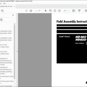 Komatsu HD465-8E0 HD605-8E0 Dump Truck Field Assembly Instruction Manual GEN00198-03 - PDF DOWNLOAD