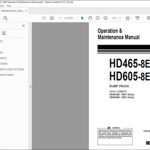 Komatsu HD465-8E0 HD605-8E0 Dump Truck Operation & Maintenance Manual EENAM03870 - PDF DOWNLOAD
