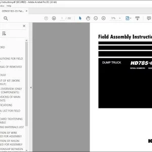 Komatsu HD785-8 Dump Truck Field Assembly Instruction Manual GEN00183-05 - PDF DOWNLOAD