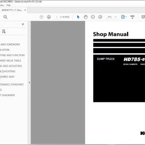 Komatsu HD785-8 Dump Truck Shop Manual SEN06772-11 - PDF DOWNLOAD