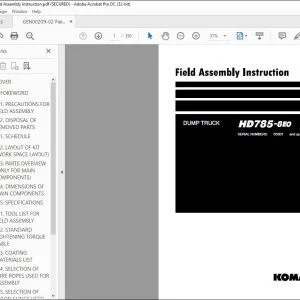 Komatsu HD785-8E0 Dump Truck Field Assembly Instruction Manual GEN00209-02 - PDF DOWNLOAD