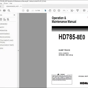 Komatsu HD785-8E0 Dump Truck Operation & Maintenance Manual EENAM04000 - PDF DOWNLOAD