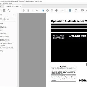 Komatsu HM400-3M0 Articulated Dump Truck Operation & Maintenance Manual TEN00618-18 - PDF DOWNLOAD