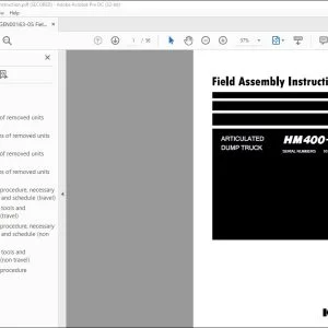 Komatsu HM400-5 Articulated Dump Truck Field Assembly Instruction Manual GEN00163-05 - PDF DOWNLOAD