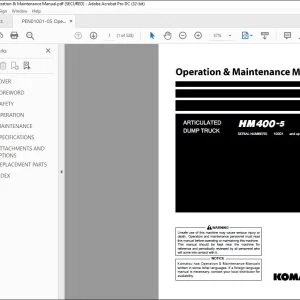 Komatsu HM400-5 Articulated Dump Truck Operation & Maintenance Manual PEN01001-05 - PDF DOWNLOAD