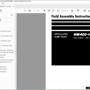 Komatsu HM400-5E0 Articulated Dump Truck Field Assembly Instruction Manual GEN00191-02 - PDF DOWNLOAD