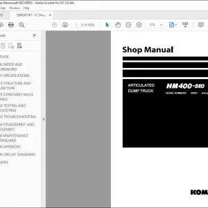 Komatsu HM400-5E0 Articulated Dump Truck Shop Manual SEN06747-10 - PDF DOWNLOAD