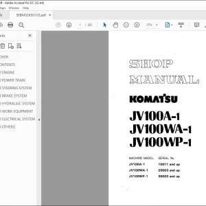 Komatsu JV100A-1 JV100WA-1 JV100WP-1 Road Machines Shop Manual SEBM02650103K - PDF DOWNLOAD