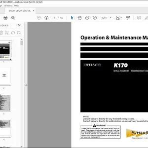 Komatsu K170 Pipelayer Operation & Maintenance Manual 5000-08OP-0001B - PDF DOWNLOAD